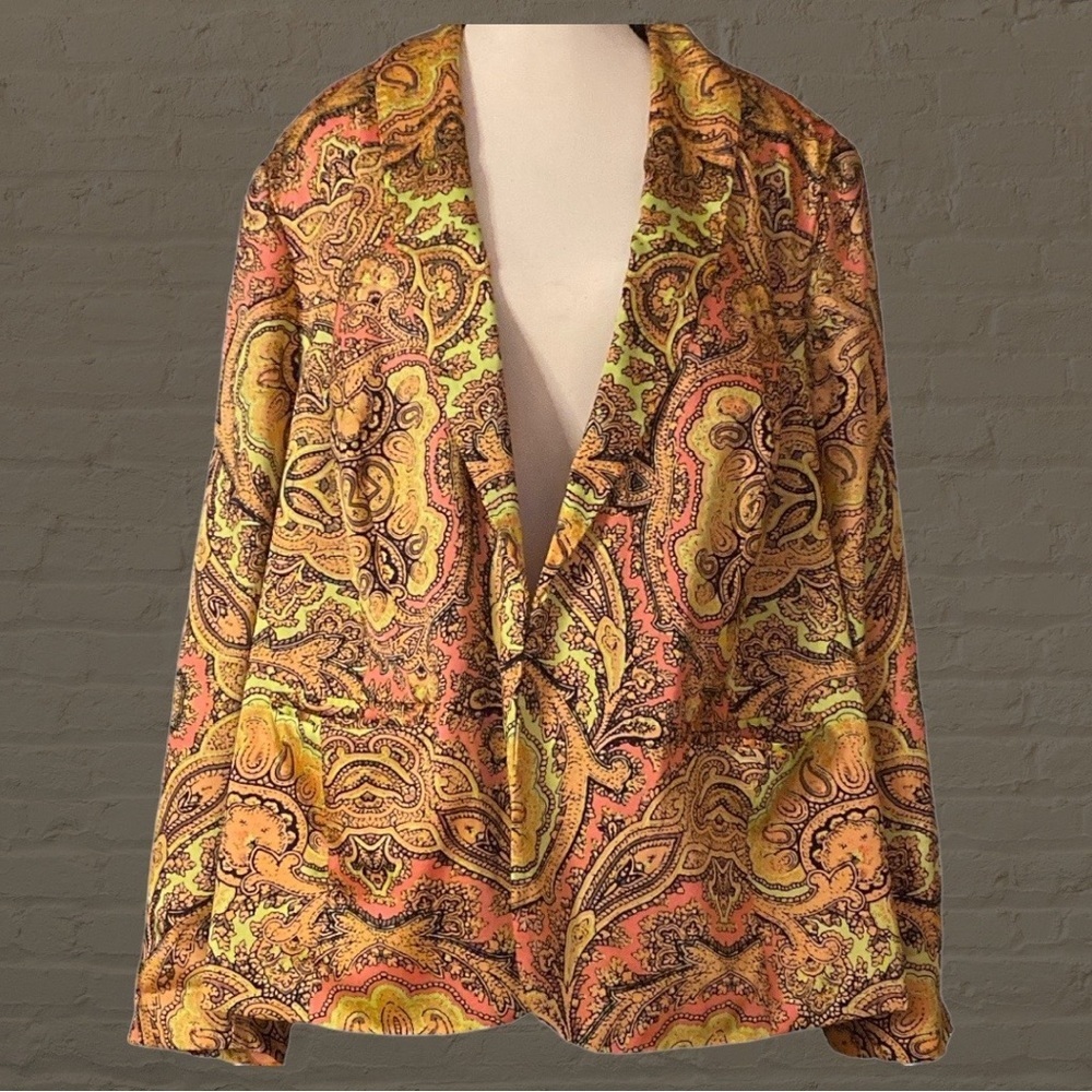 Handmade silk paisley blazer one of a kind. - Picture 1 of 12